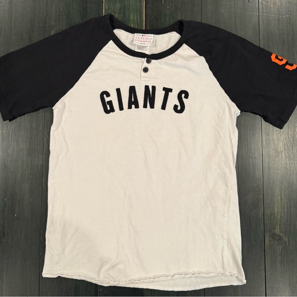 Youth XL MLB San Francisco Giants Baseball Henley Short Sleeve Shirt
